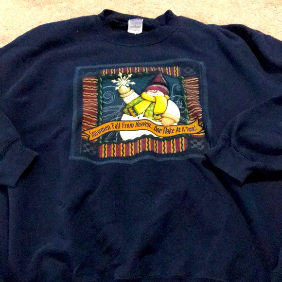 Christmas sweatshirt navy blue snowman XL - Picture 1 of 4